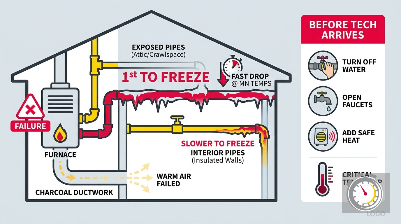 Frozen Pipes Heating Failure Minnesota: What Freezes First